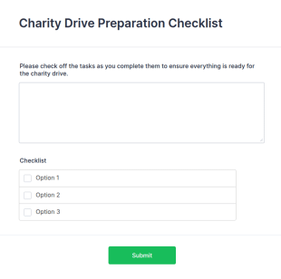 Charity Drive Preparation Checklist Form Template
