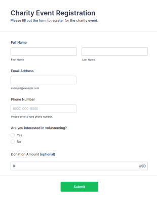 Charity Event Registration Form Template