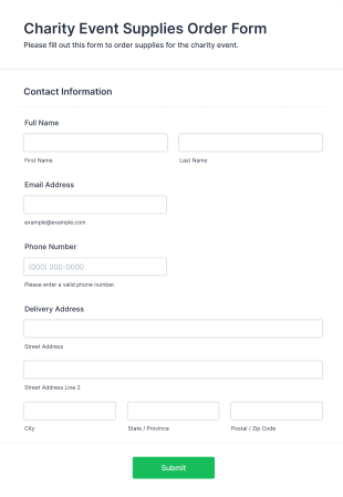 Charity Event Supplies Order Form Template