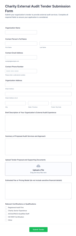 Charity External Audit Tender Submission Form Template