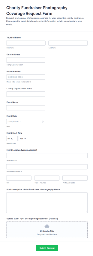 Charity Fundraiser Photography Coverage Request Form Template