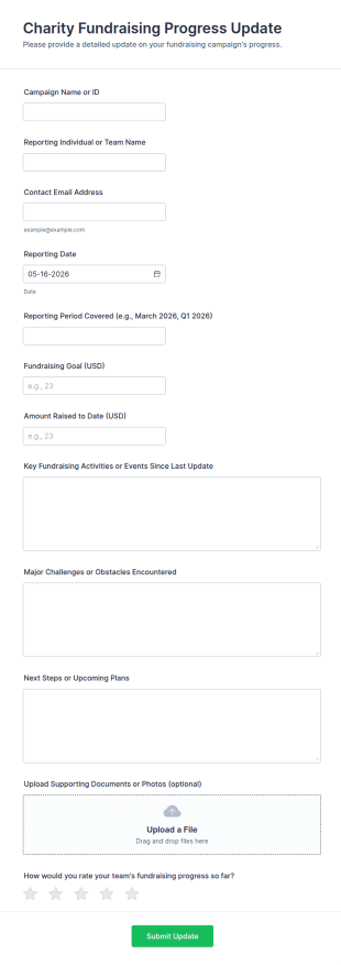 Charity Fundraising Progress Update Form Template