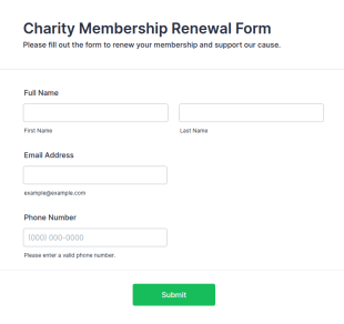 Charity Membership Renewal Form Template