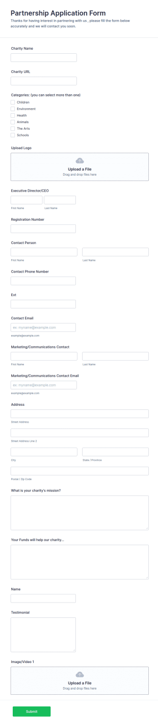 Charity Partnership Application Form Template