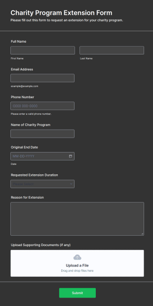 Charity Program Extension Form Template