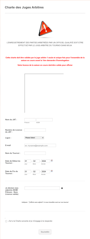 Charte Jat Form Template
