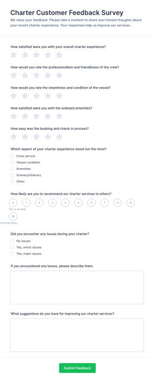 Charter Customer Feedback Survey Form Template
