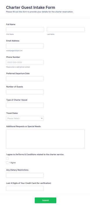 Charter Guest Intake Form Template