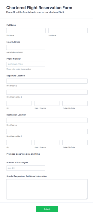 Chartered Flight Reservation Form Template