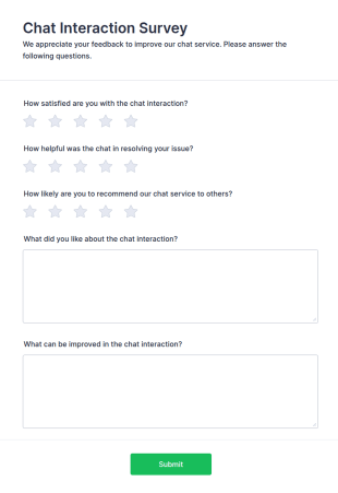 Chat Interaction Survey Form Template