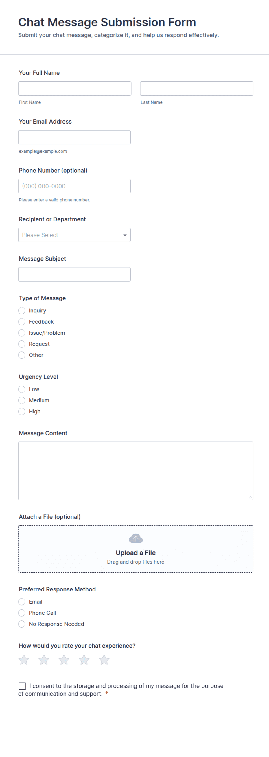 Chat Message Submission Form Template | Jotform