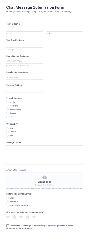 Chat Message Submission Form Template