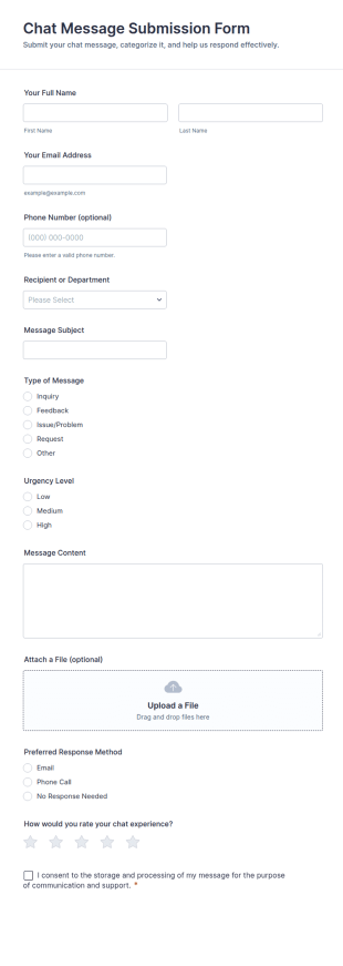 Chat Message Submission Form Template