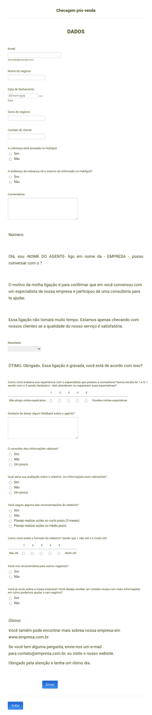 Checagem Pós Venda