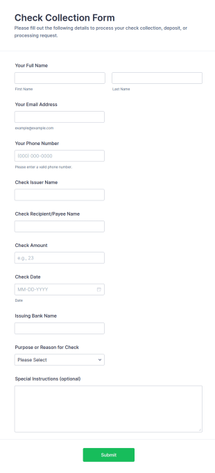 Check Collection Form Template