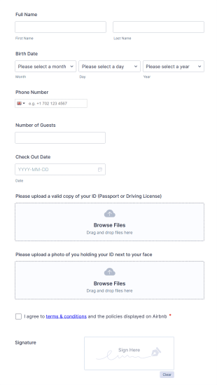 Airbnb Check In Form Template