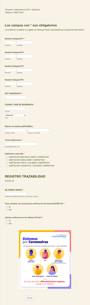 Check In Hostal Form Template