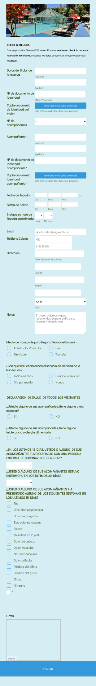 Check In On Line Termas El Corazon