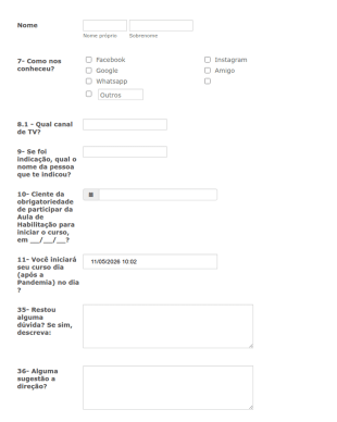 Check List Atendimento Comercial