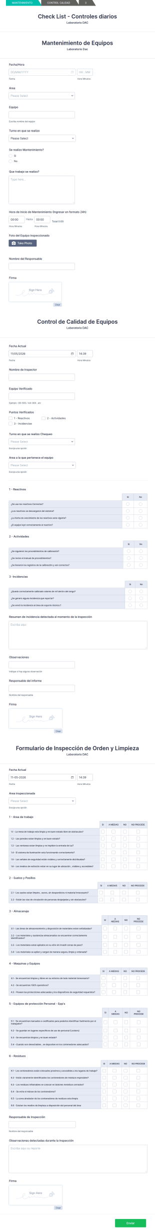 Check List Controles Diarios