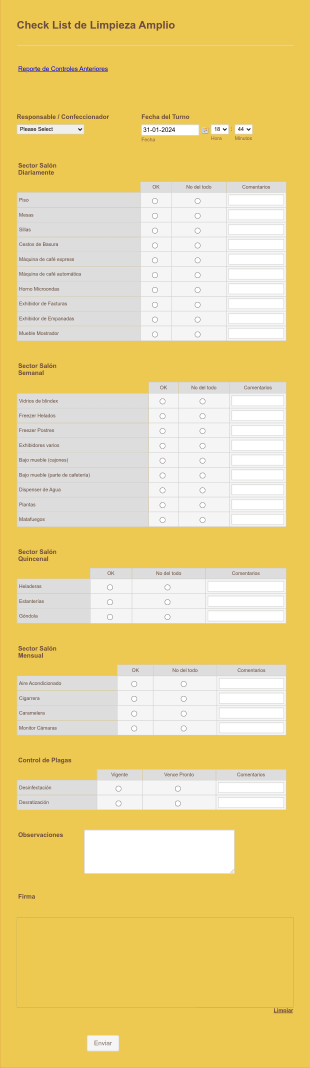 Check List De Limpieza Amplio Shell25