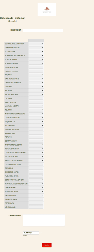 Check List Habitación / Apartamento