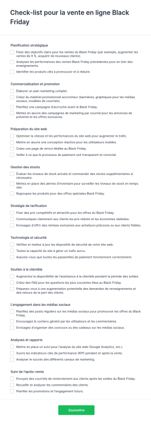 Check List Pour La Vente En Ligne Black Friday