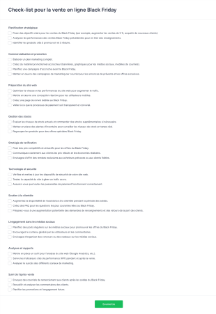 Check List Pour La Vente En Ligne Black Friday Form Template