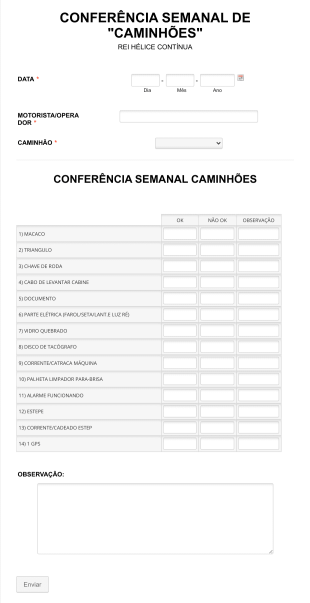 Check List Sobre O Estado Dos Caminhões Form Template