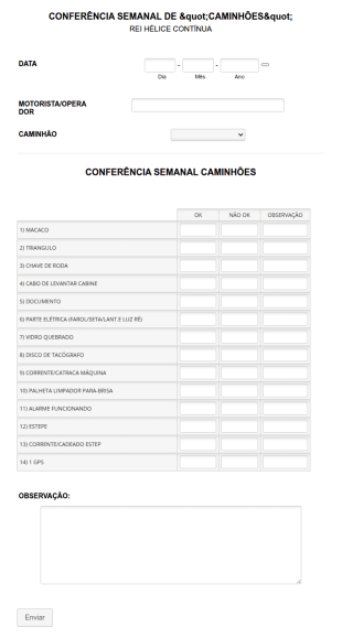 Check List Sobre O Estado Dos Caminhões