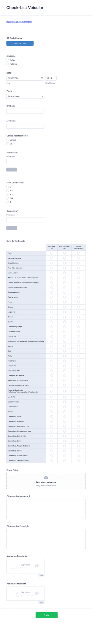 Check List Veicular PSV Form Template