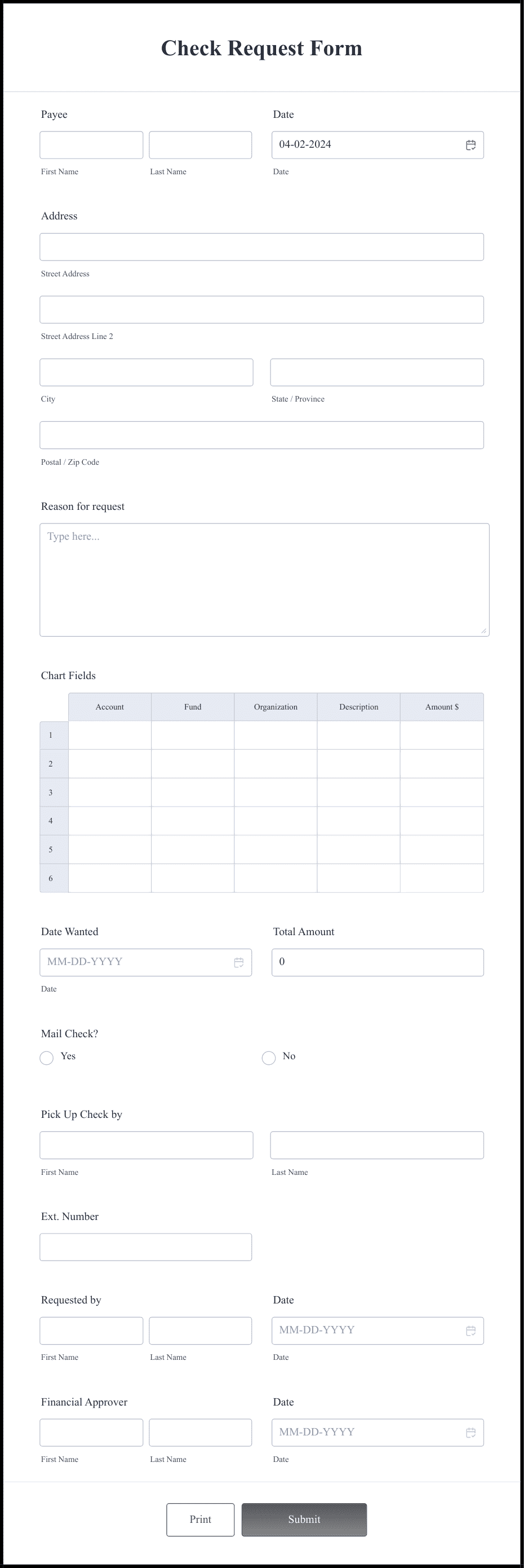 Check Request Form Template | Jotform