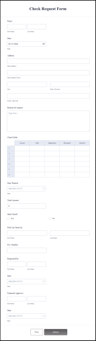 Check Request Form Template
