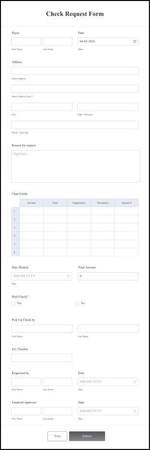 Check Request Form Template