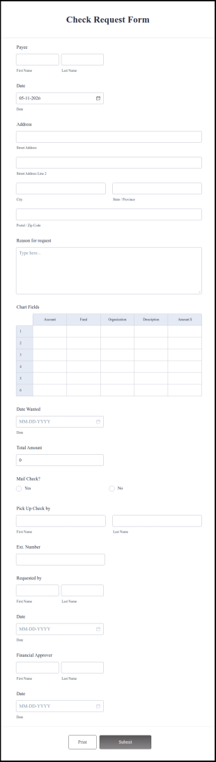 Check Request Form Template