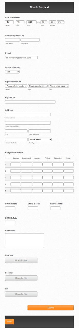 Check Request Form Template