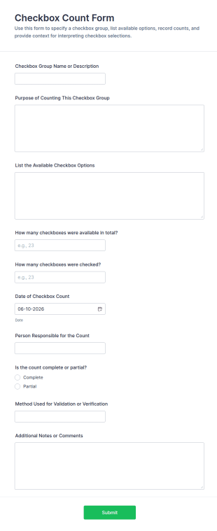 Checkbox Count Form Template