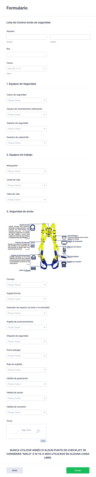 Checklist Arnés De Trabajo En Altura