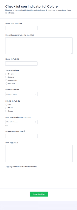 Checklist Con Indicatori Di Colore