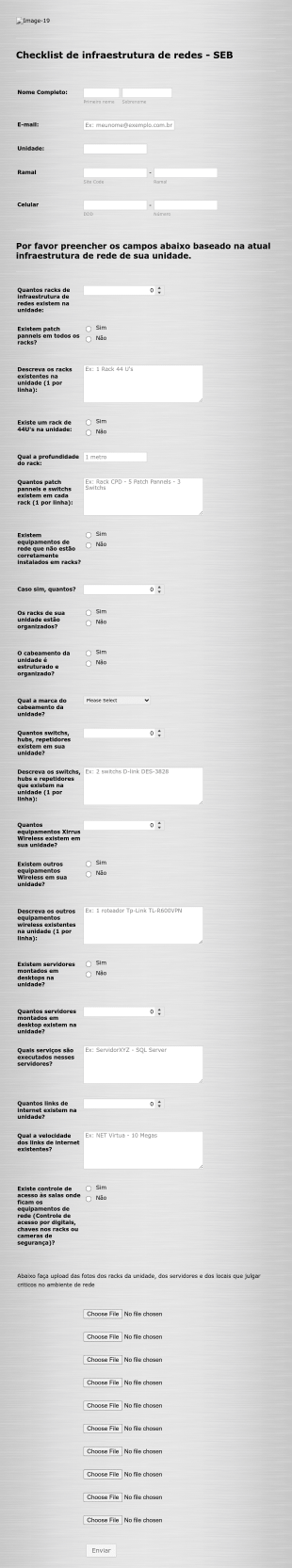 Checklist De Infraestrutura De Redes SEB Form Template