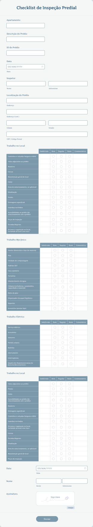 Checklist De Inspeção Predial Form Template