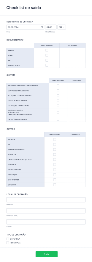 Checklist De Saida Form Template