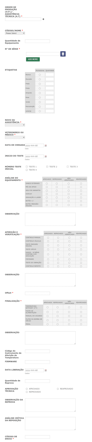 Checklist De Teste De Inspeção De Bomba De Vácuo