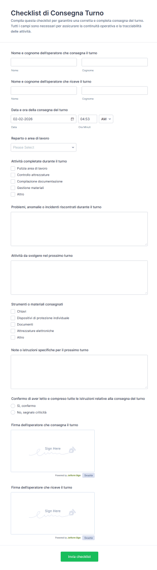 Checklist Di Consegna Turno