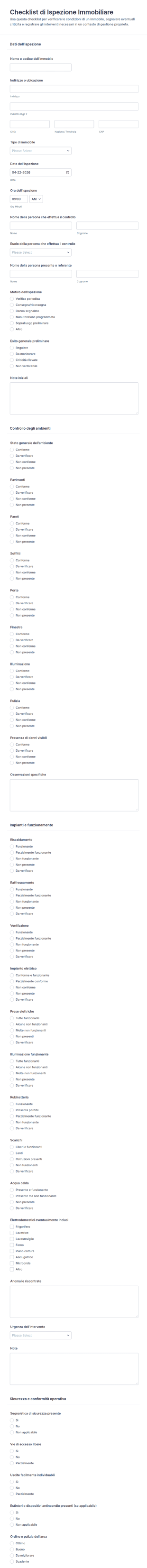 Checklist Di Ispezione Gestione Immobili
