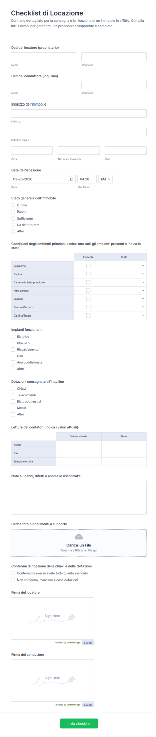 Checklist Di Locazione