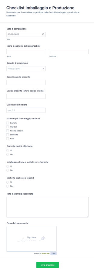 Checklist Di Packaging E Produzione