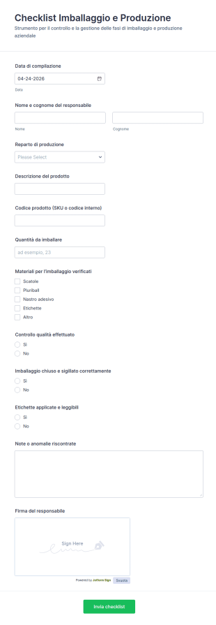 Checklist Di Packaging E Produzione