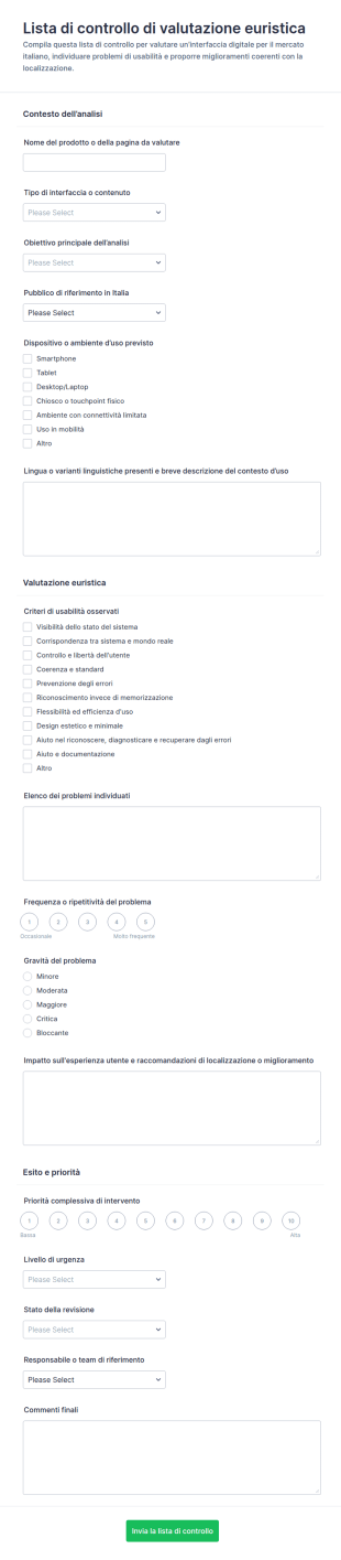 Checklist Di Valutazione Euristica