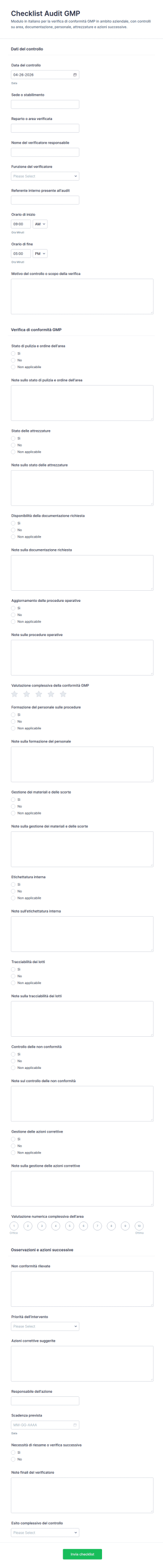 Checklist Di Verifica GMP Form 📝
